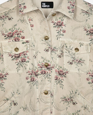 The Kooples WOMEN BEIGE TAUPE flower print jacket in beige denim