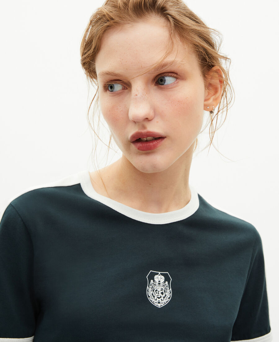 The Kooples FEMME FOREST t-shirt avec blason vert foncé