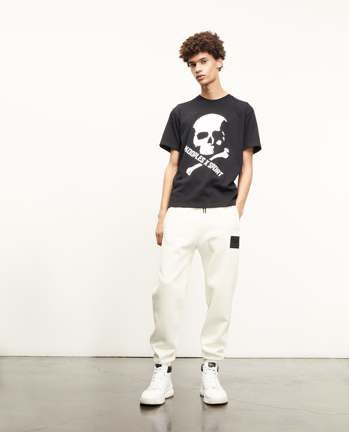 Black cotton T shirt with skull motif The Kooples Ireland