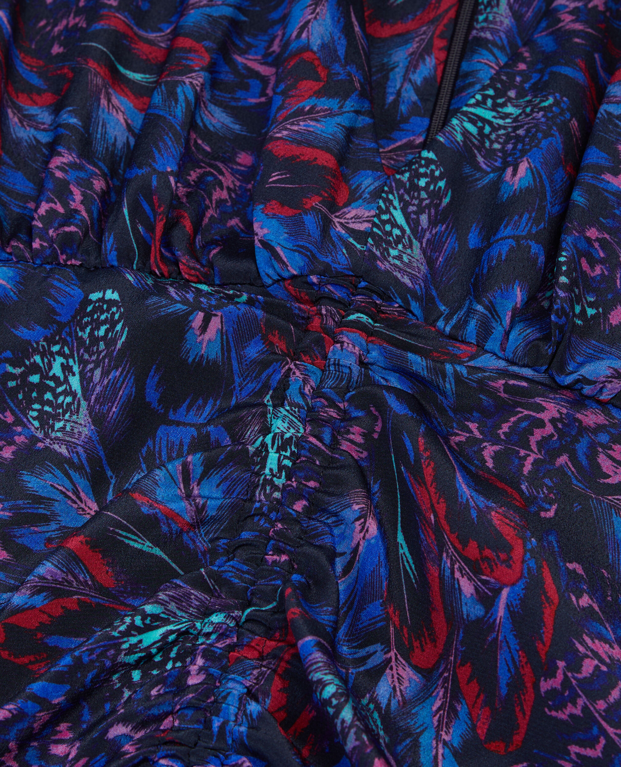 Robe courte imprimée avec fronces, BLUE RED, hi-res image number null