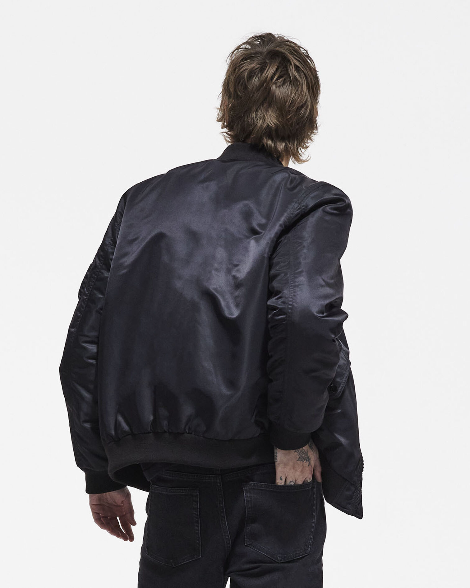 Black bomber jacket with leopard lining, BLACK, hi-res image number null