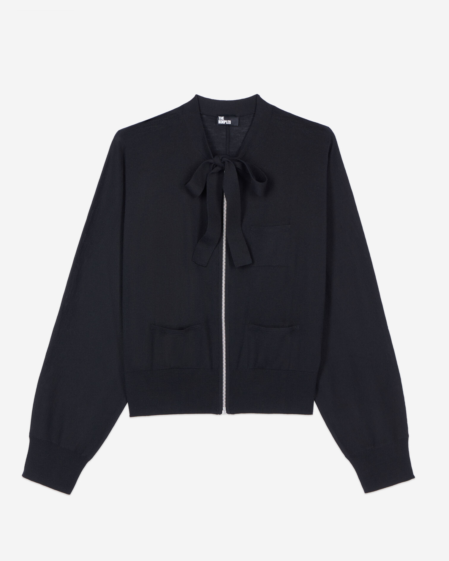 Black wool cardigan, BLACK, hi-res image number null
