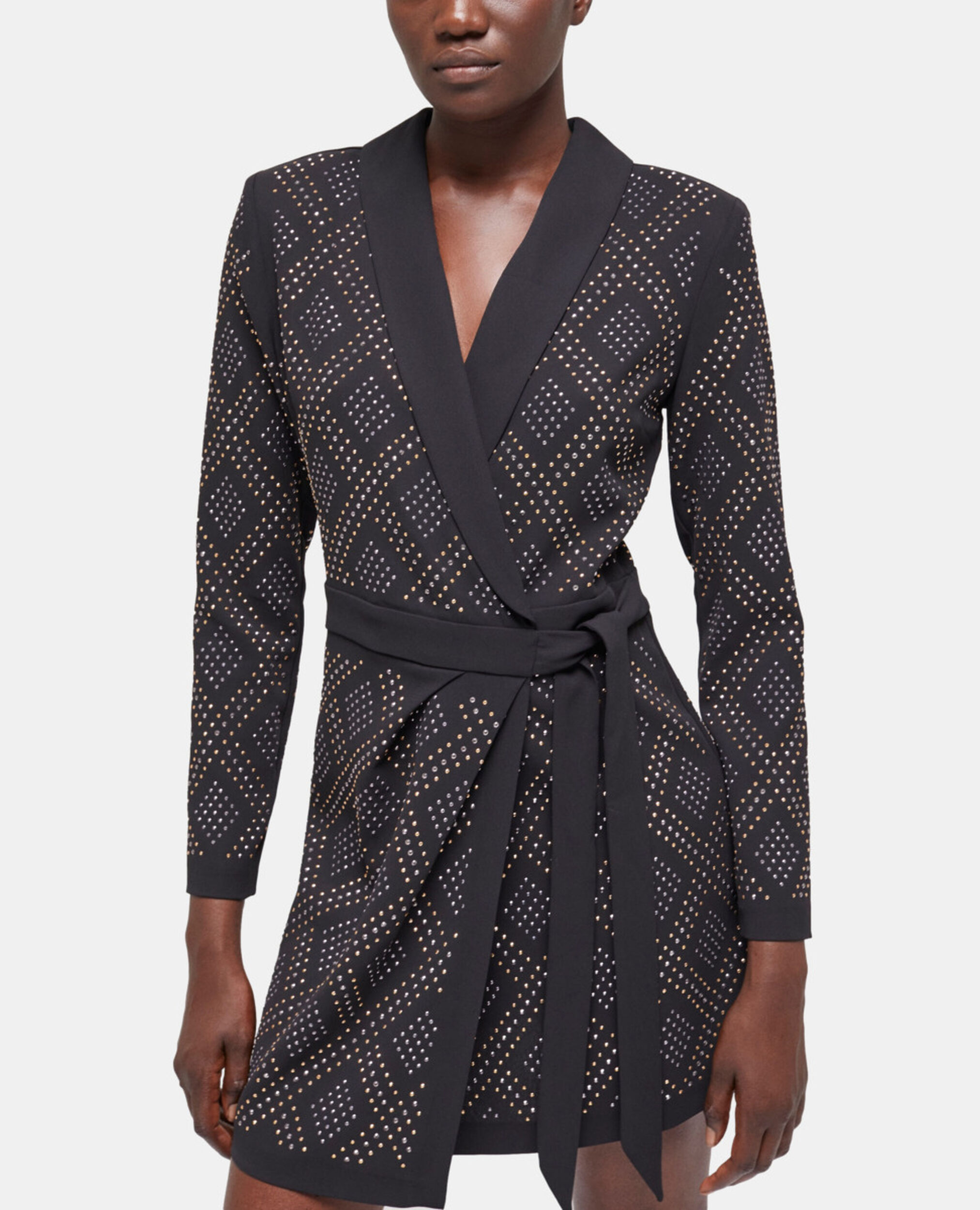 Short black wrap dress, BLACK, hi-res image number null