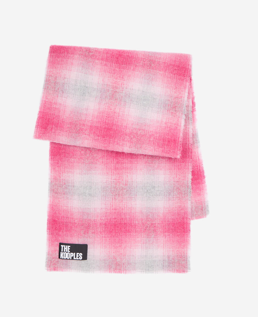 bufanda rosa mezcla lana cuadros