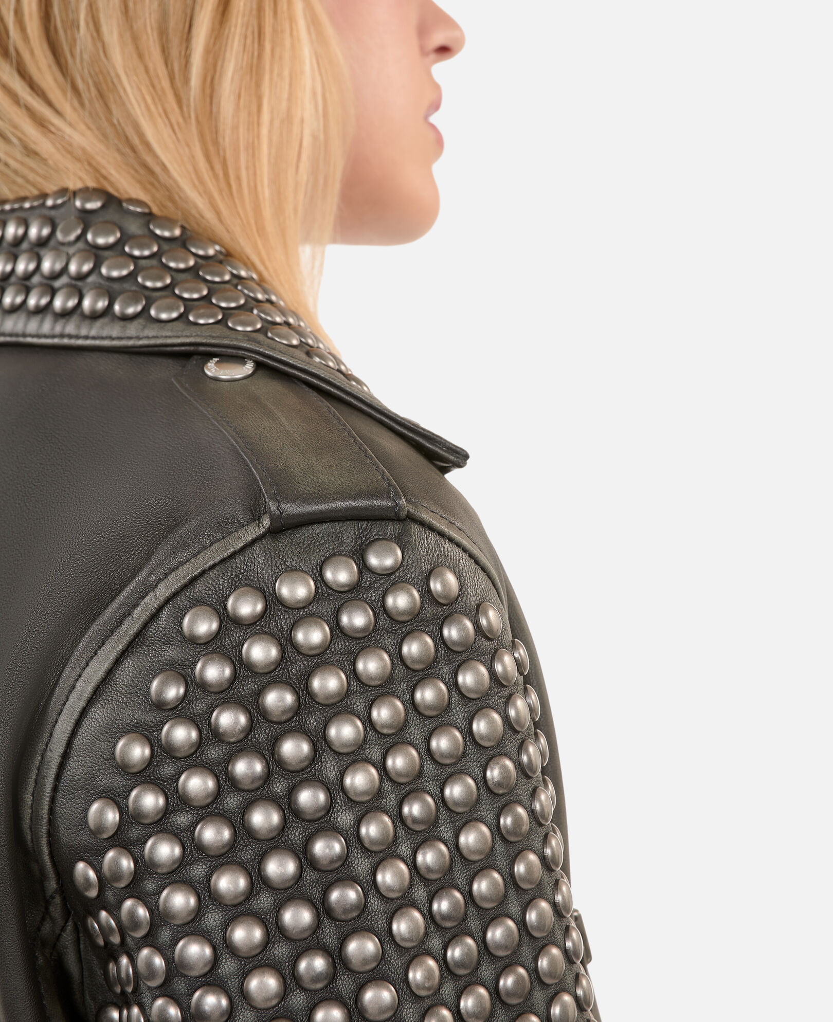 The Kooples WOMEN BLACK studded black leather jacket