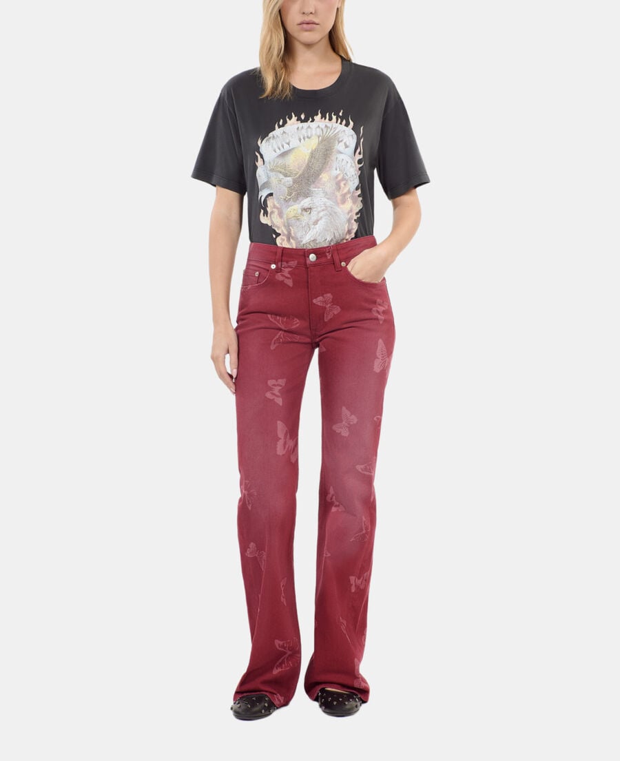 The Kooples DAMEN DARK RED jeans mit ausgestelltem bein und print