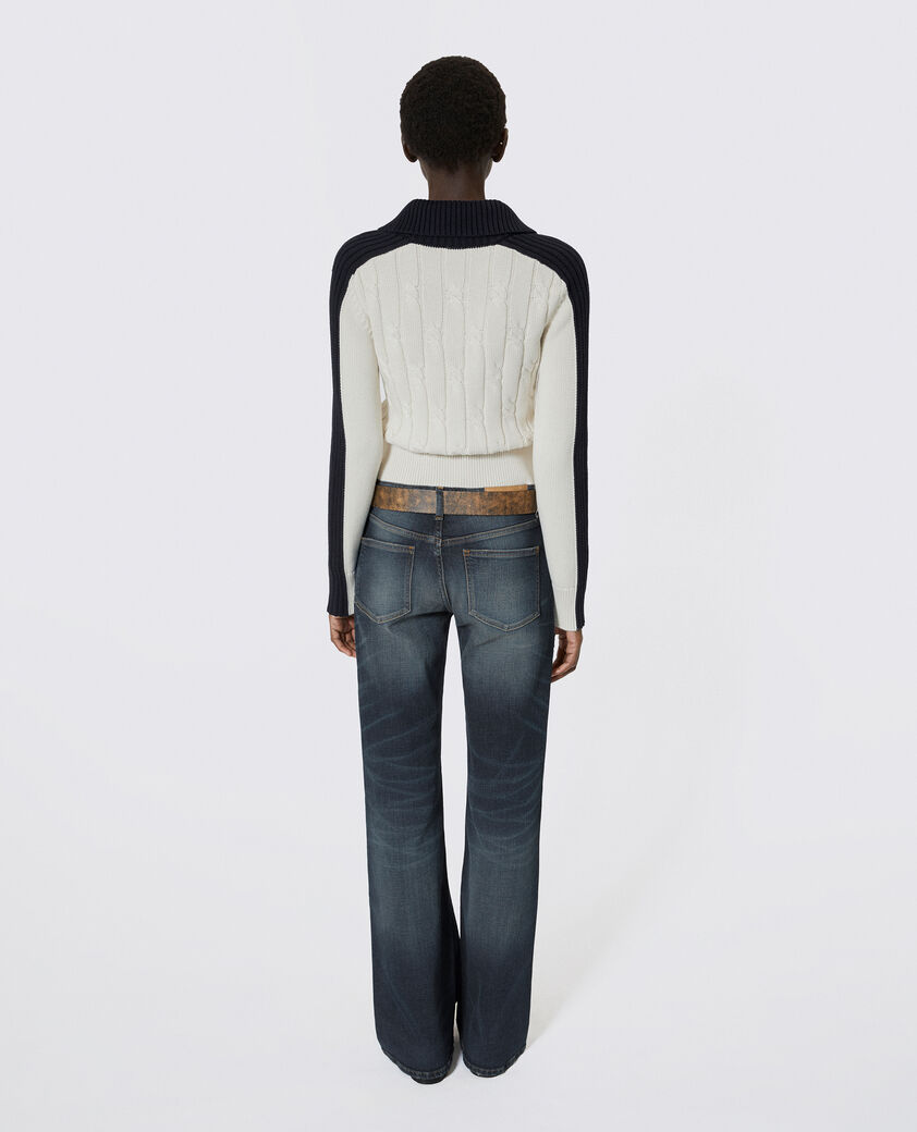 The Kooples WOMEN ECRU NAVY ecru cotton cardigan