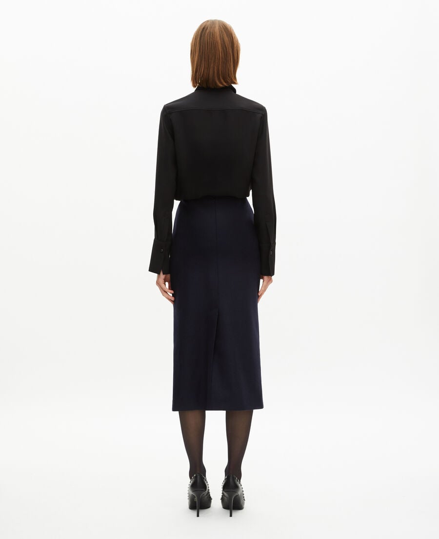 The Kooples FEMME NAVY jupe longue crayon marine