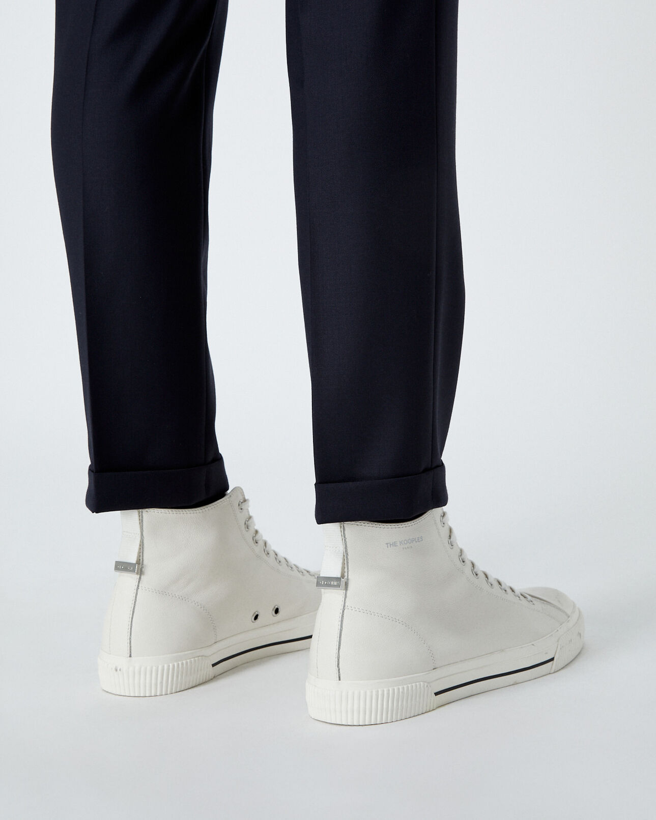 The Kooples HOMME WHITE baskets montantes blanches cuir lisse