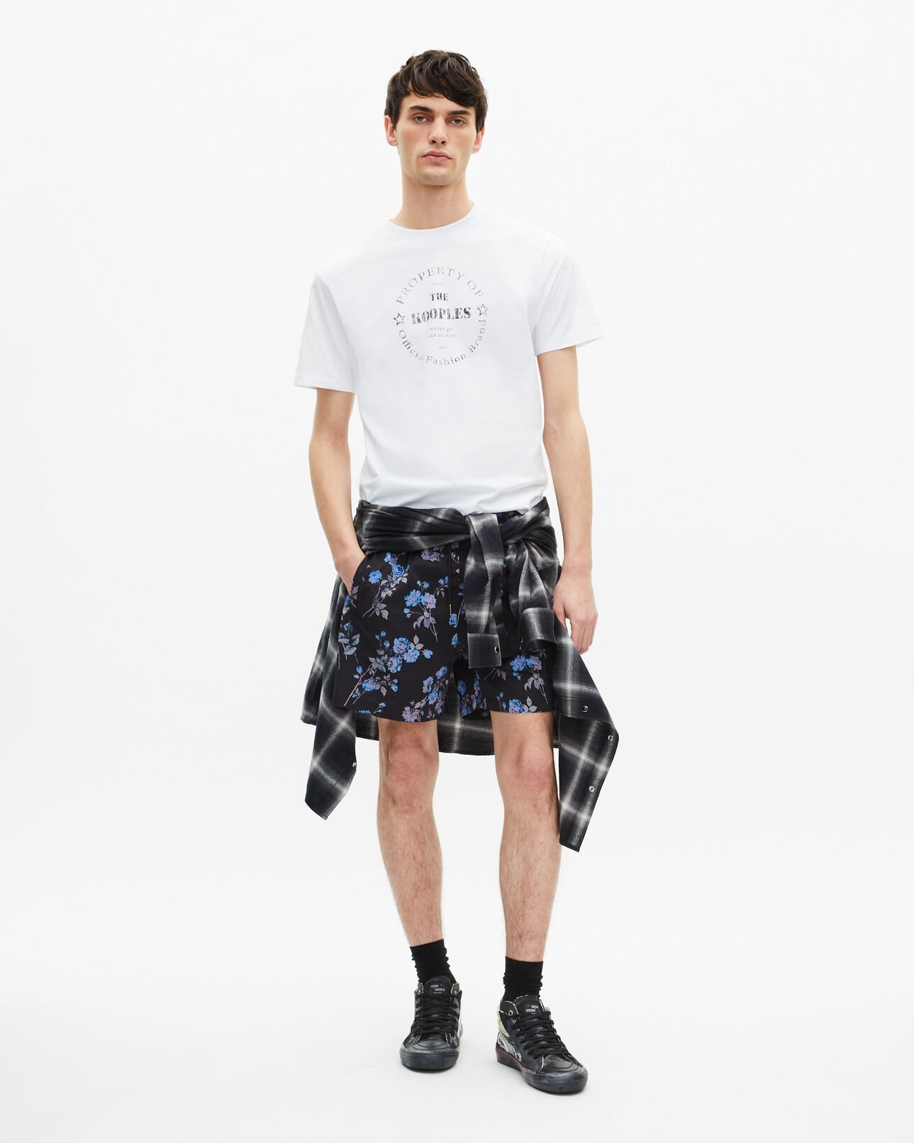 The Kooples HOMME BLACK BLUE maillot de bain imprimé fleuri noir