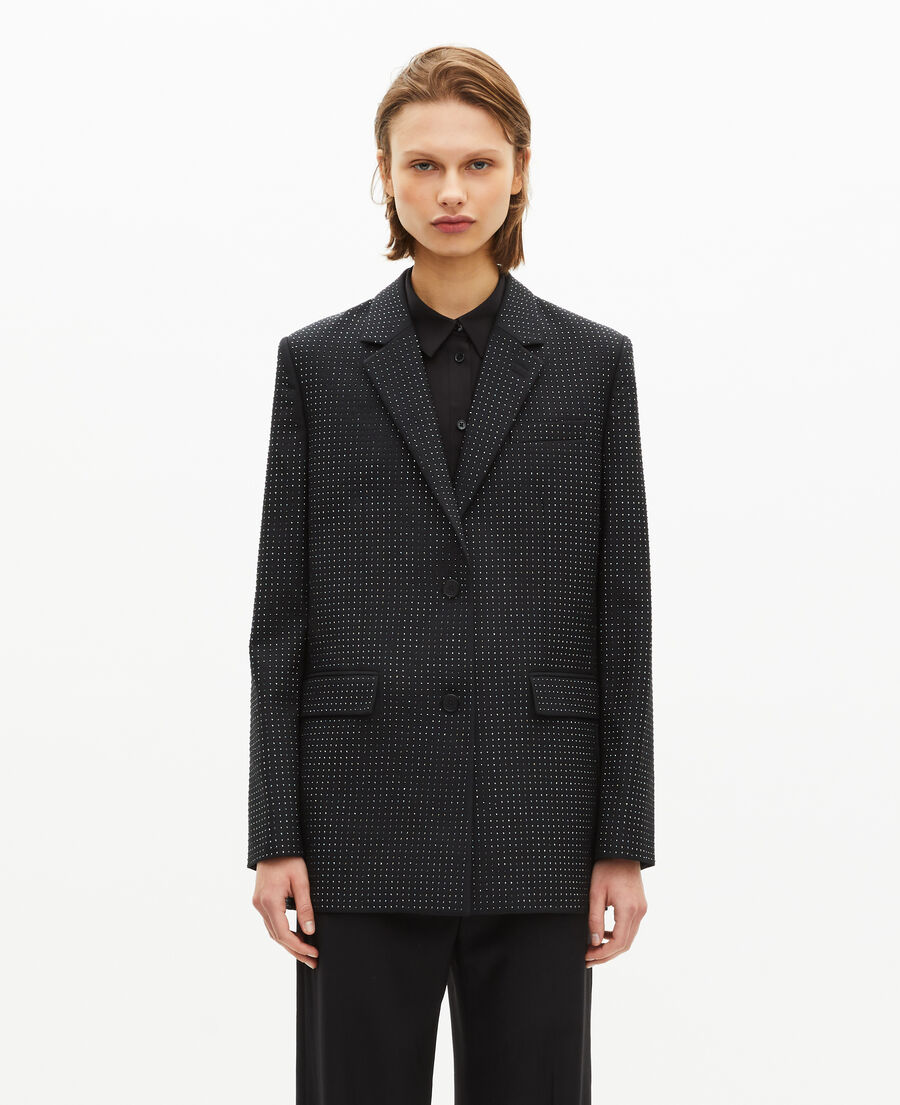 The Kooples WOMEN BLACK black rhinestone jacket