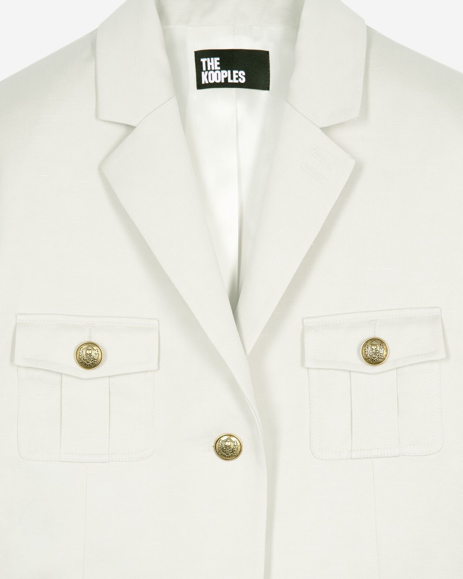 Short officer-style dress in ecru linen, BEIGE, hi-res image number null
