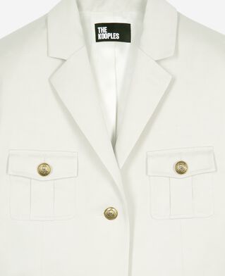 The Kooples FEMME BEIGE robe courte style officier en lin écrue