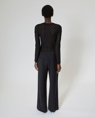 The Kooples WOMEN BLACK black hearts flocked mesh long-sleeve t-shirt