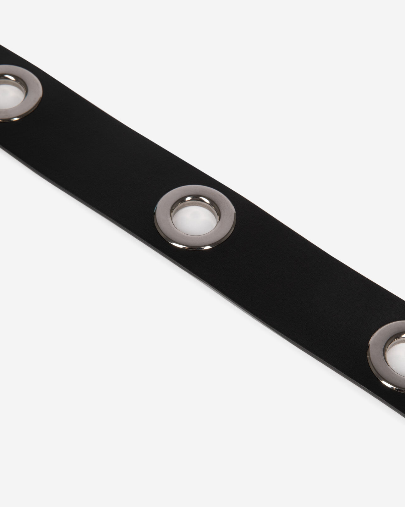 The Kooples WOMEN BLACK wide belt with eyelets in black leather
