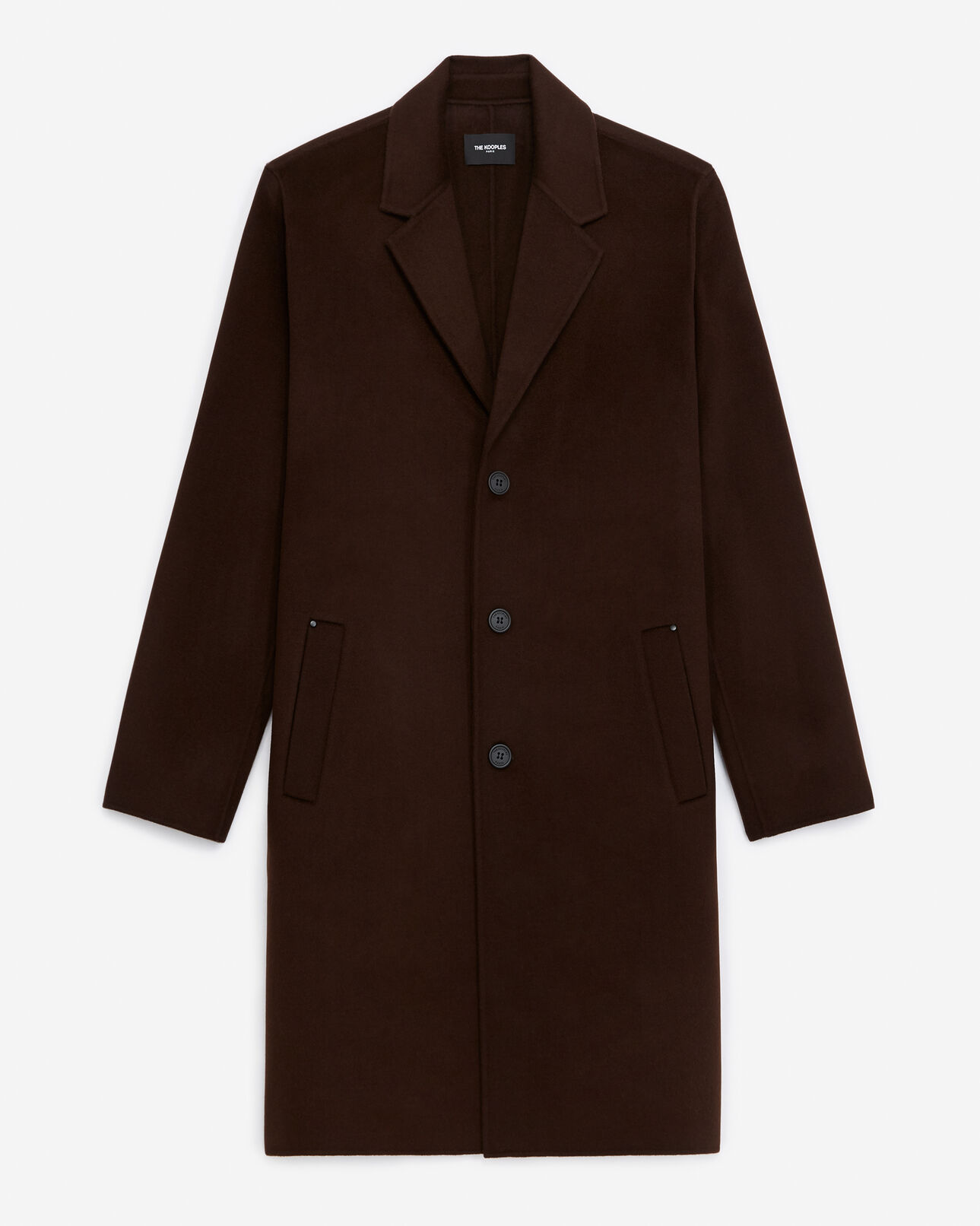 The Kooples MEN BROWN double-faced brown wool coat