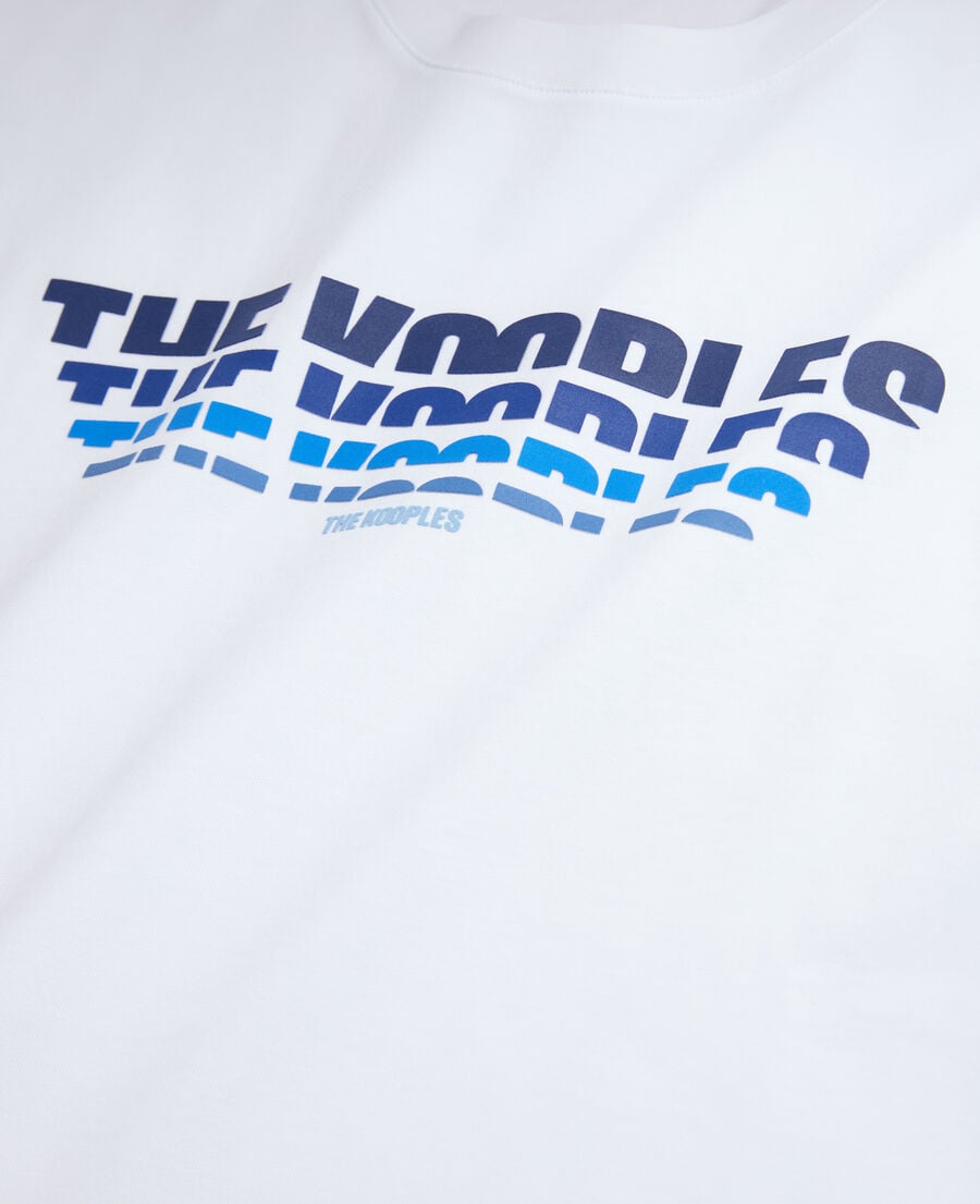 The Kooples H WHITE men's white t-shirt with color gradient logo serigraphy