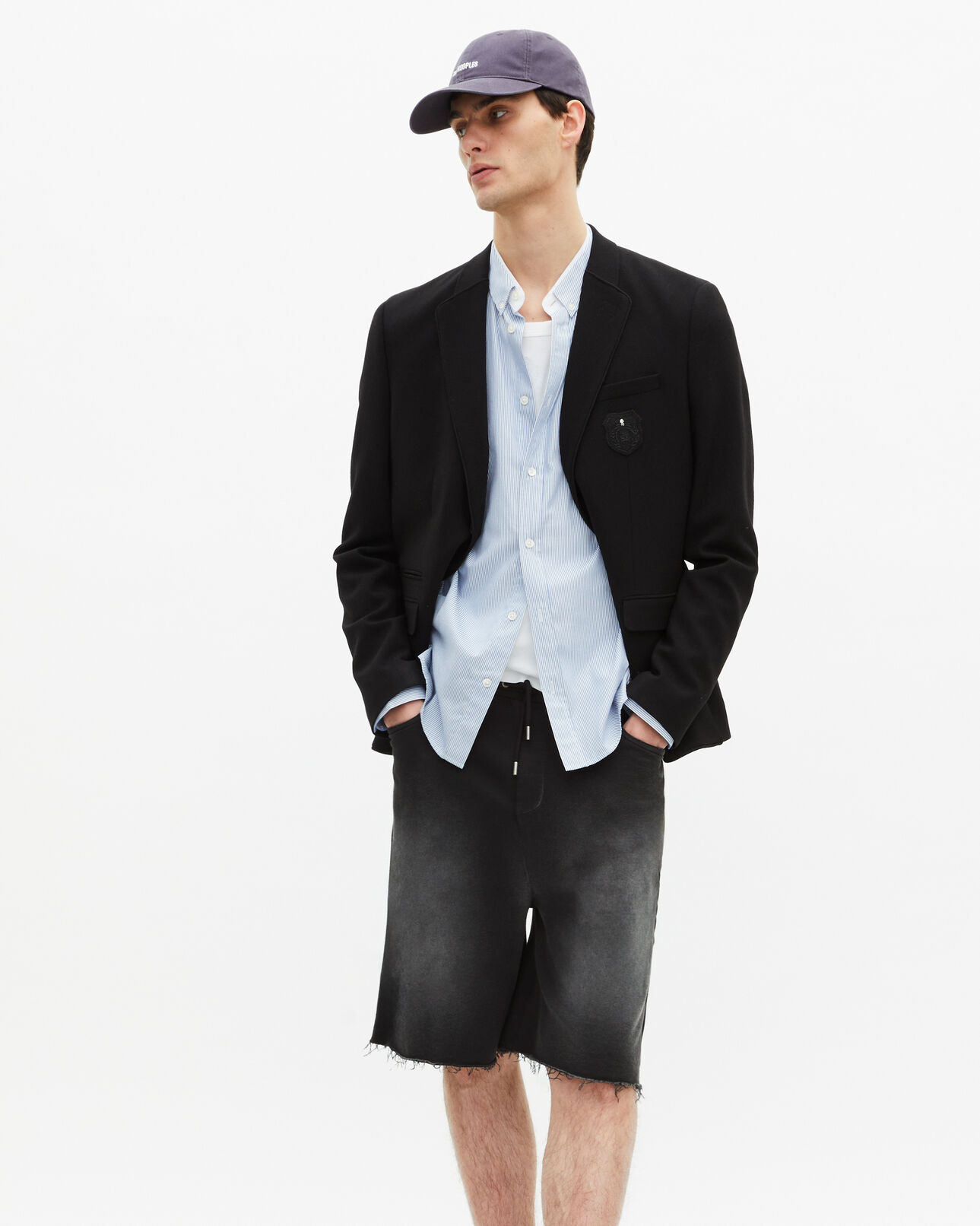 The Kooples MEN BLACK WASHED black washed cotton bermuda shorts