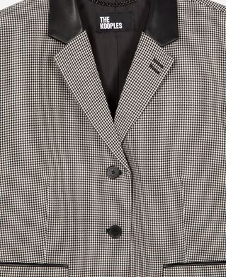 The Kooples FEMME BLACK GREY veste tailleur en pied de poule courte noire et blanche