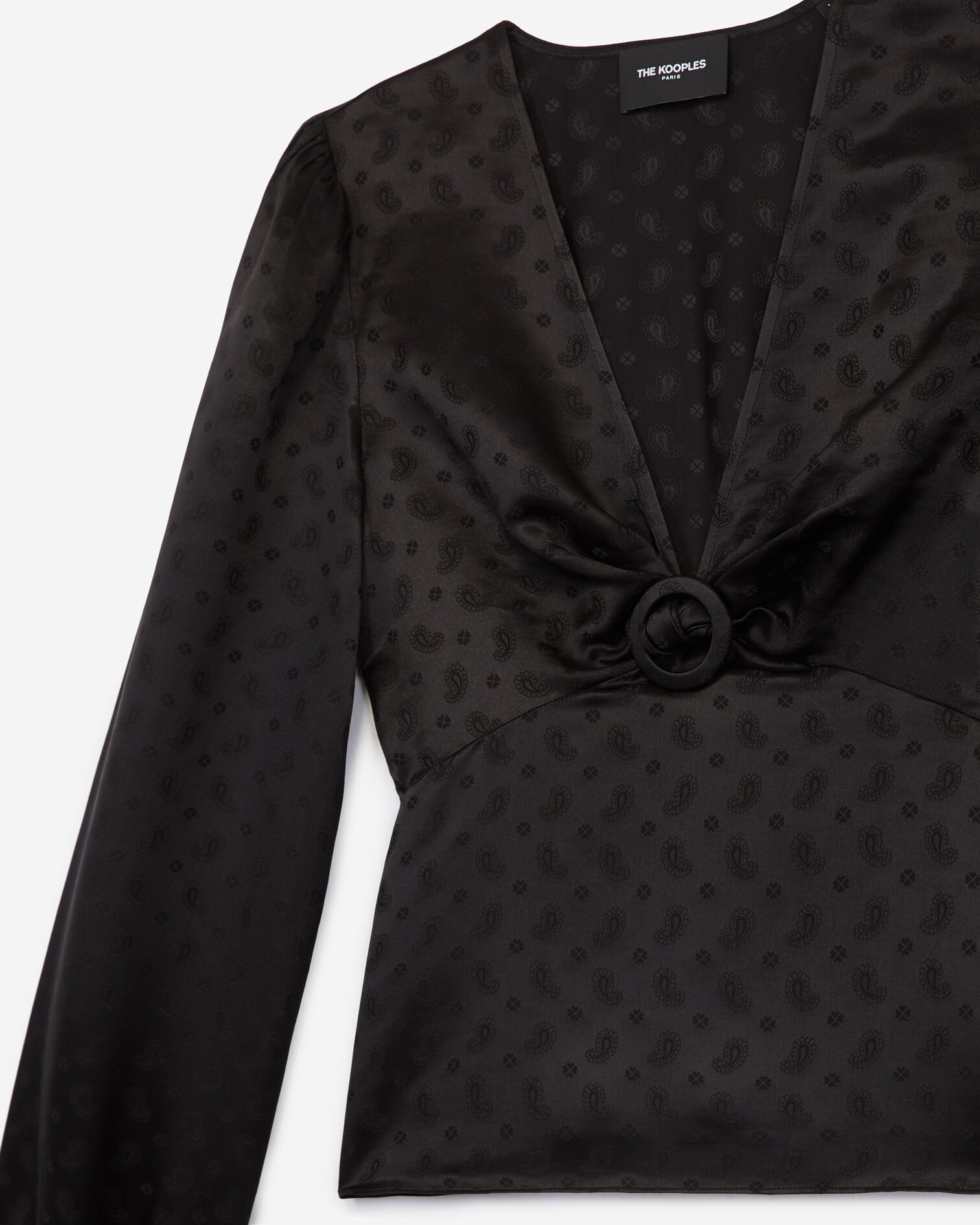 Jacquard black rock-style top w/paisley motif, BLACK, hi-res image number null