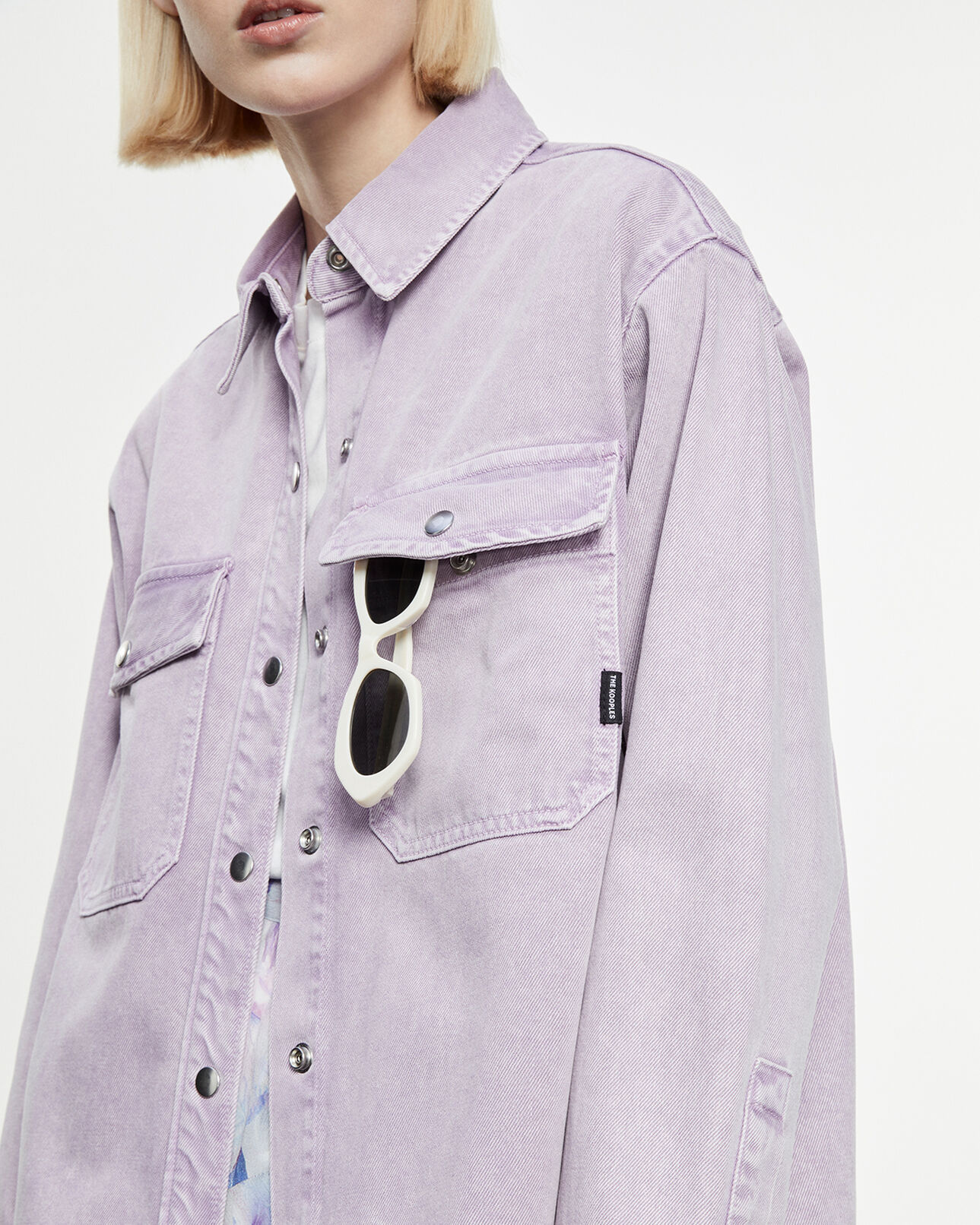 The Kooples MUJER LIGHT PURPLE camisa vaquera violeta amplia bolsillos