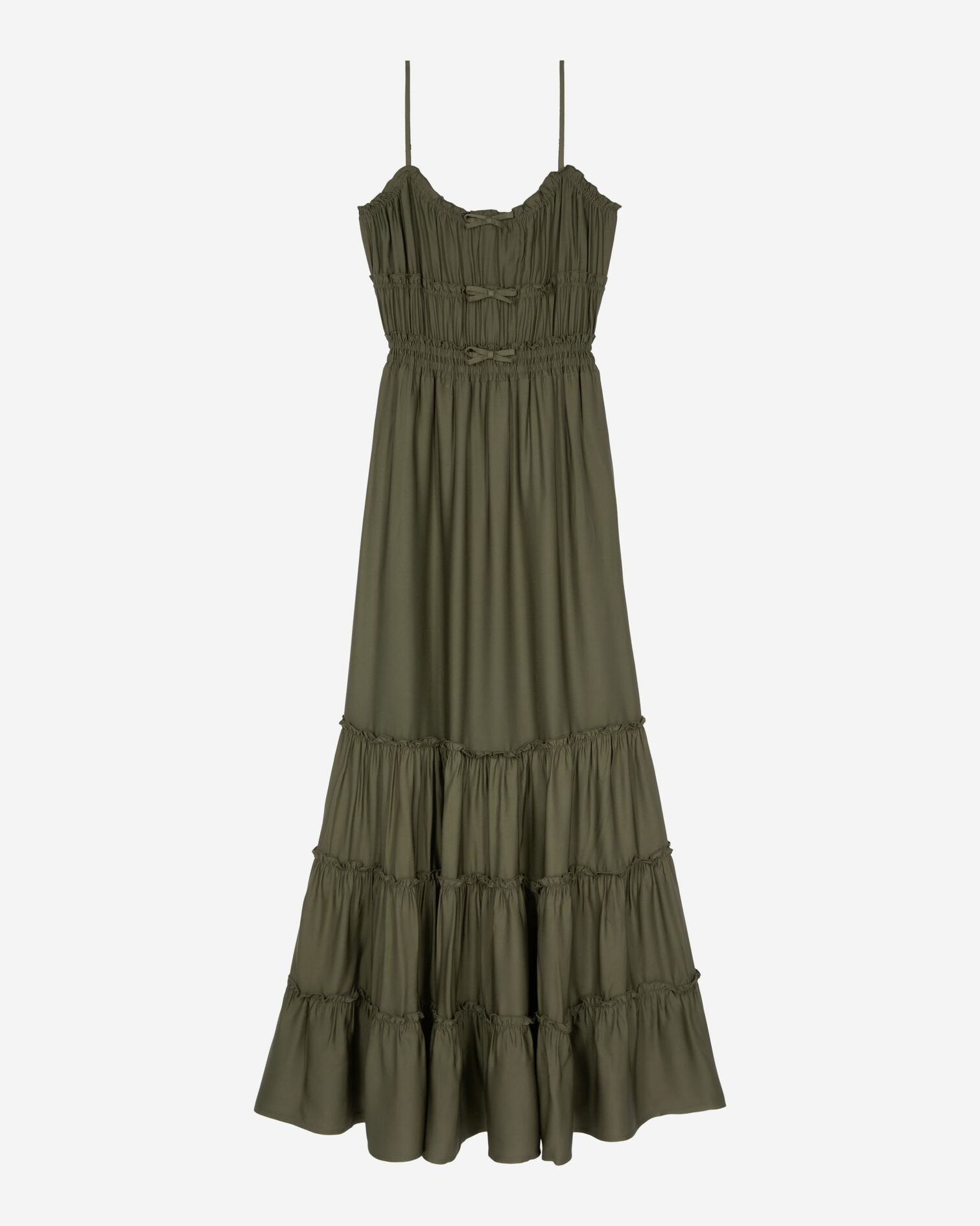 Vestido largo lazos caqui, KAKI STONE, hi-res image number null