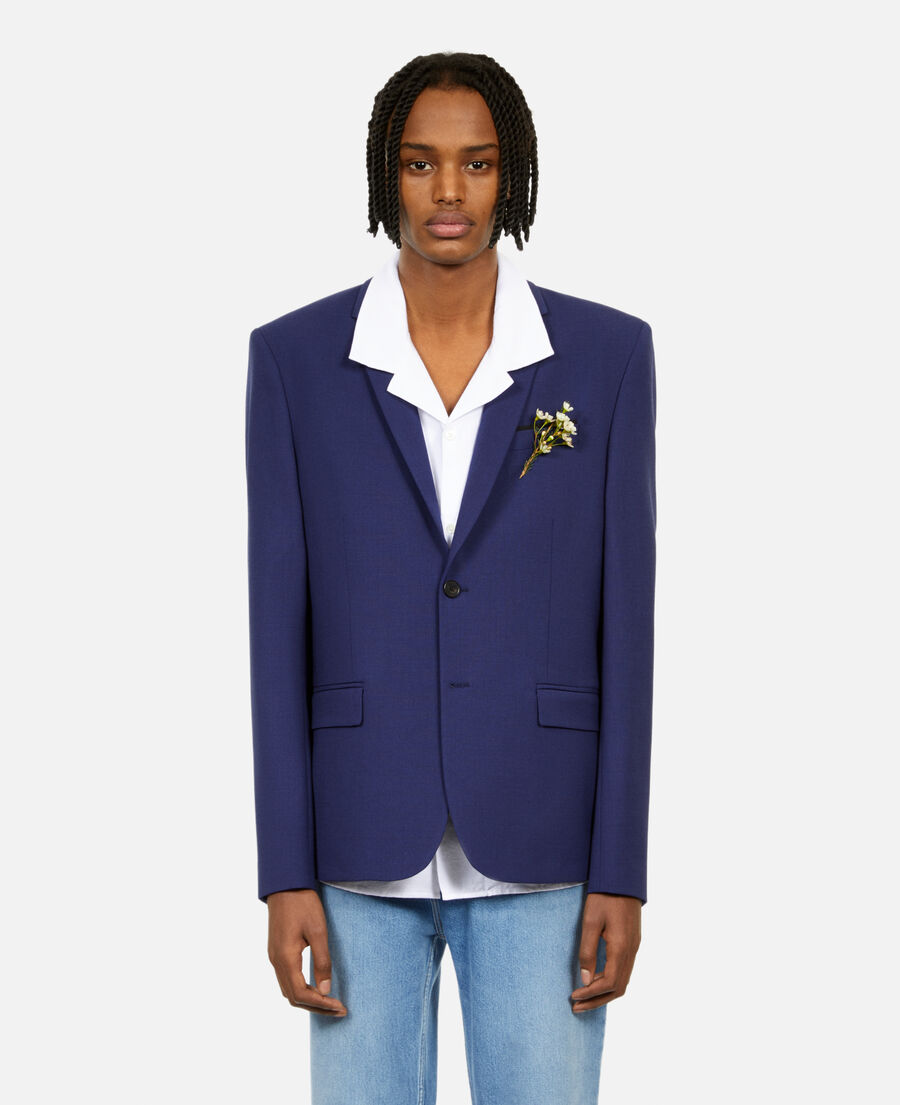 bright blue wool suit jacket