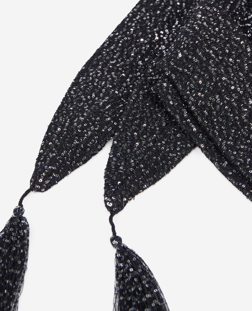 The Kooples WOMEN BLACK black thin sequined knit scarf