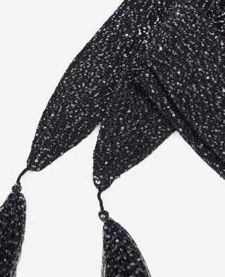 The Kooples FEMME BLACK &eacute;charpe fine &agrave; sequins en maille noire