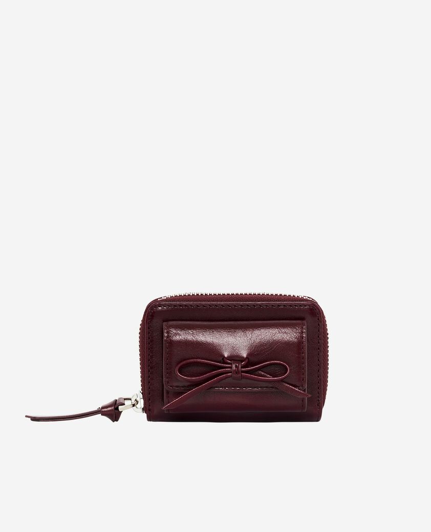 The Kooples WOMEN BORDEAUX amelia wallet in burgundy cracked leather