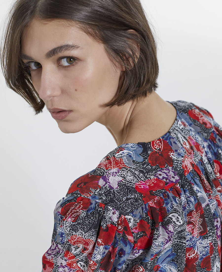 robe courte en soie à imprimé fleuri
