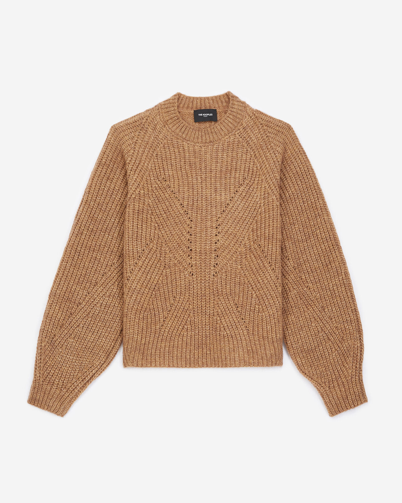 The Kooples FEMME CHOCOLATE pull camel col rond