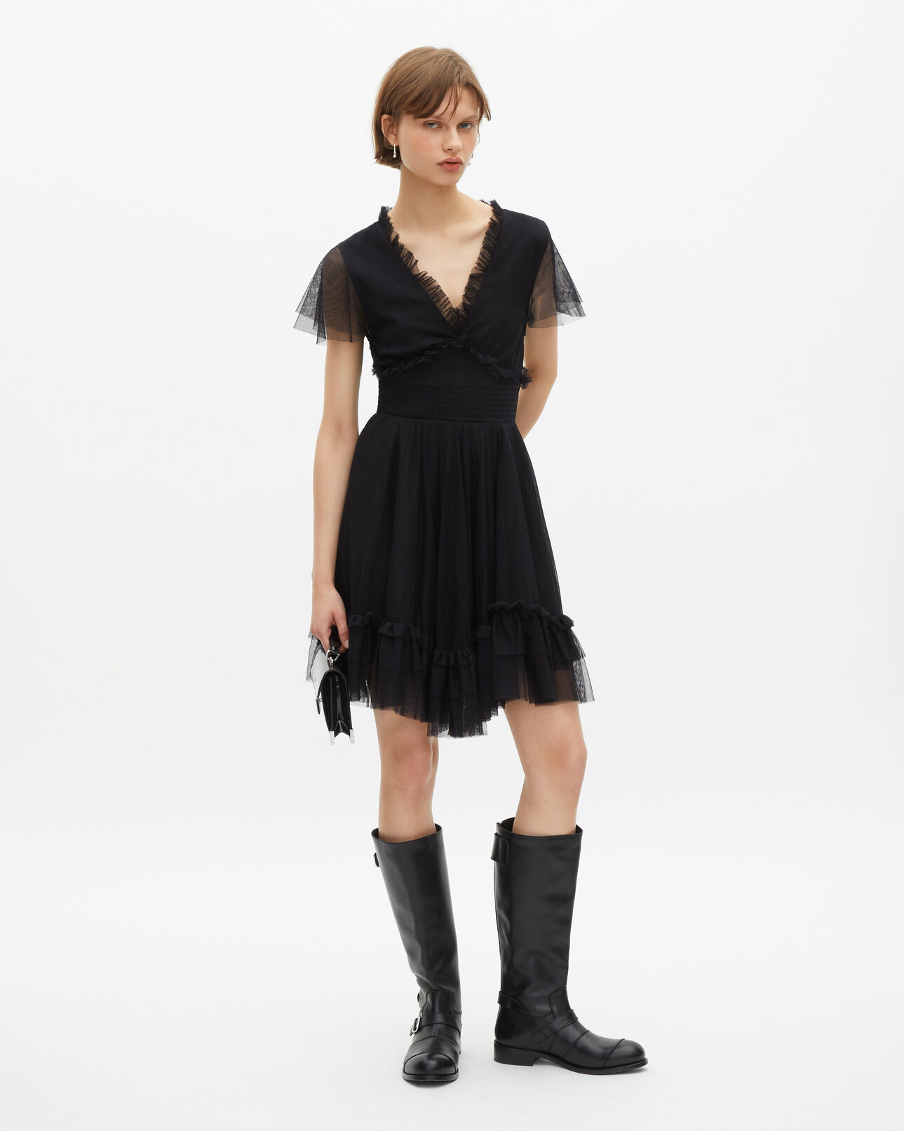 The Kooples WOMEN BLACK short black tulle dress