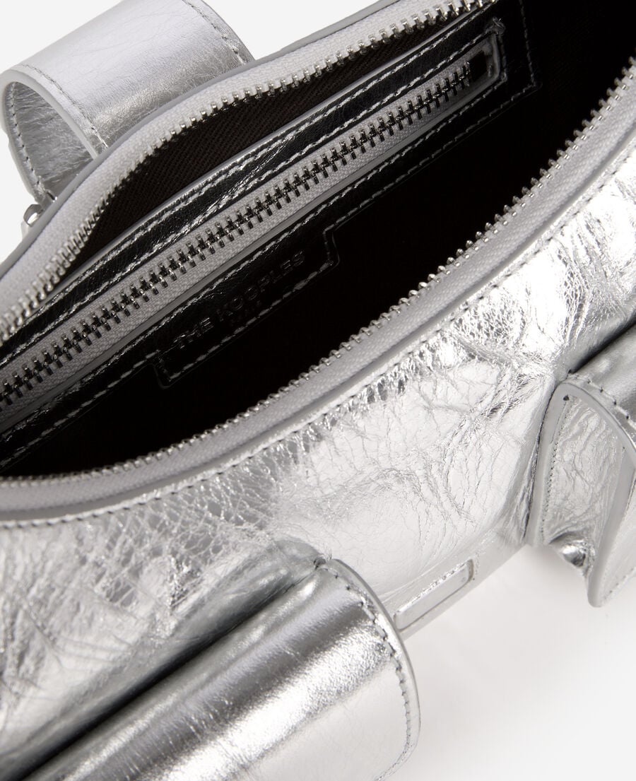The Kooples FEMME SILVER sac amelia en cuir craquelé argenté