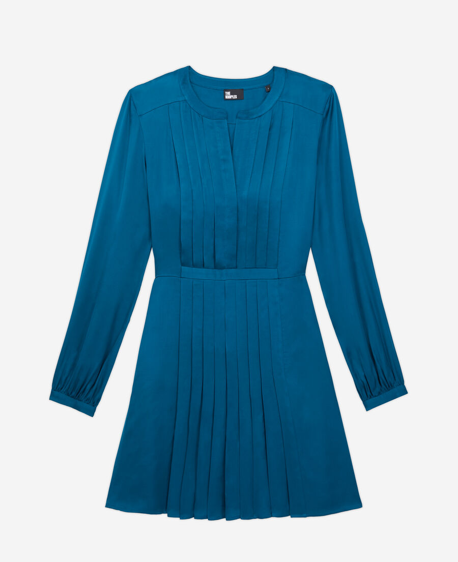 robe courte bleue avec plissage