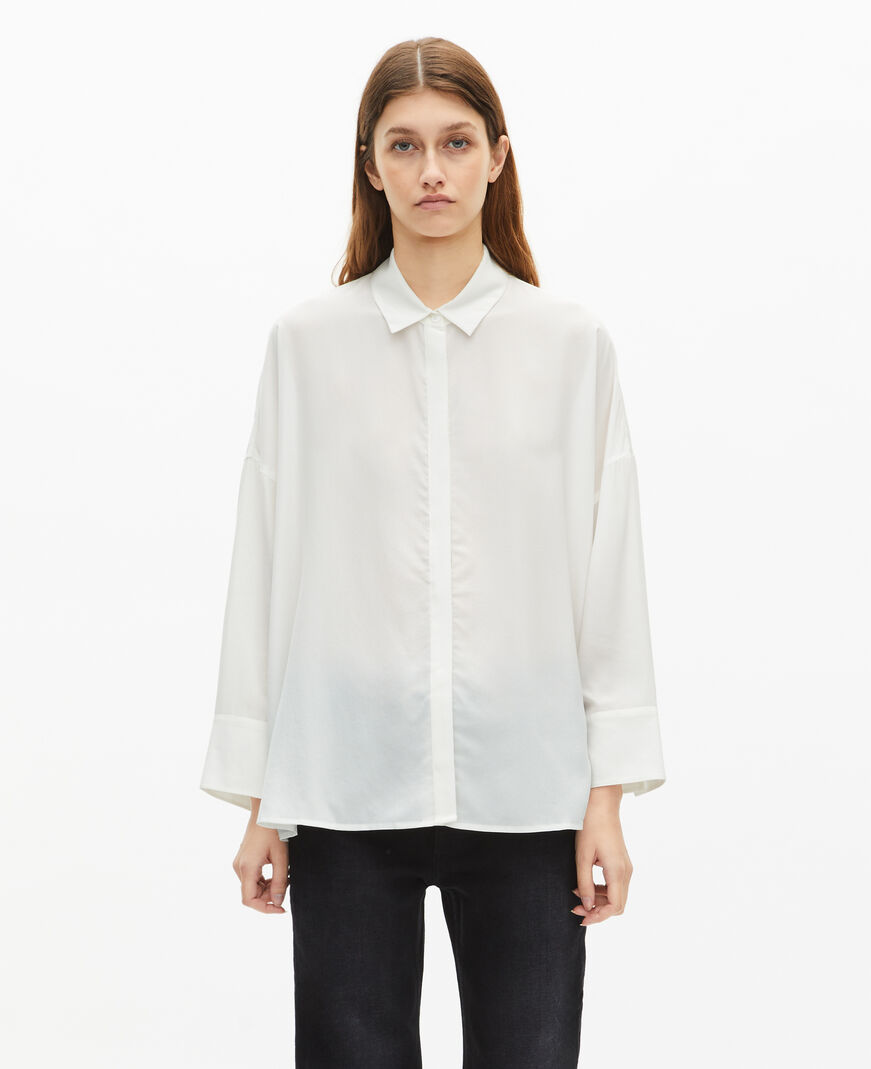 The Kooples FEMME WHITE chemise ample en soie lavée blanche