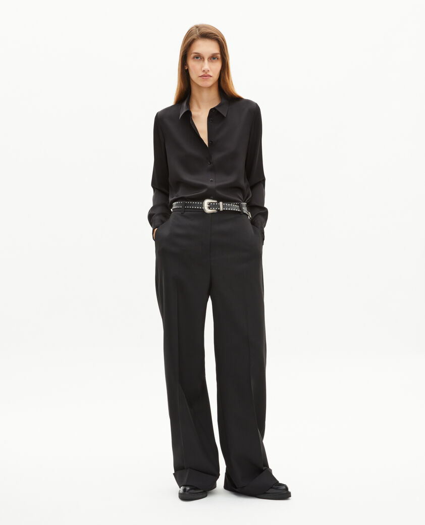 The Kooples FEMME BLACK chemise en soie noire