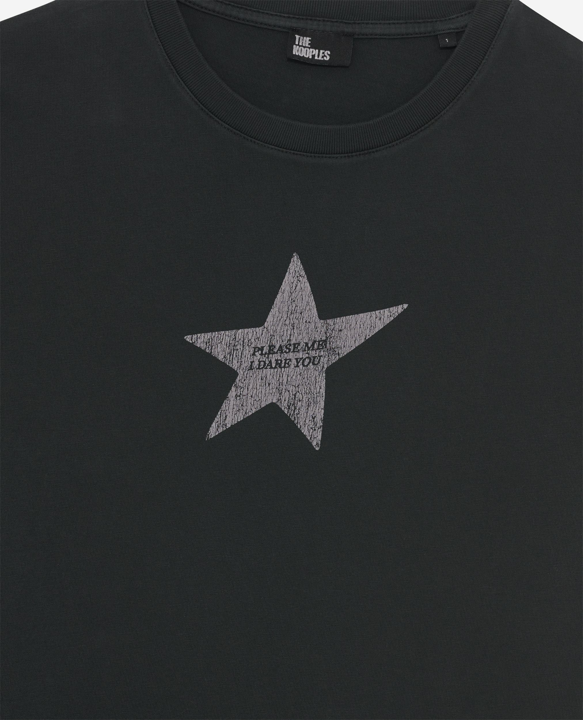 T-shirt with black screen print, BLACK WASHED, hi-res image number null