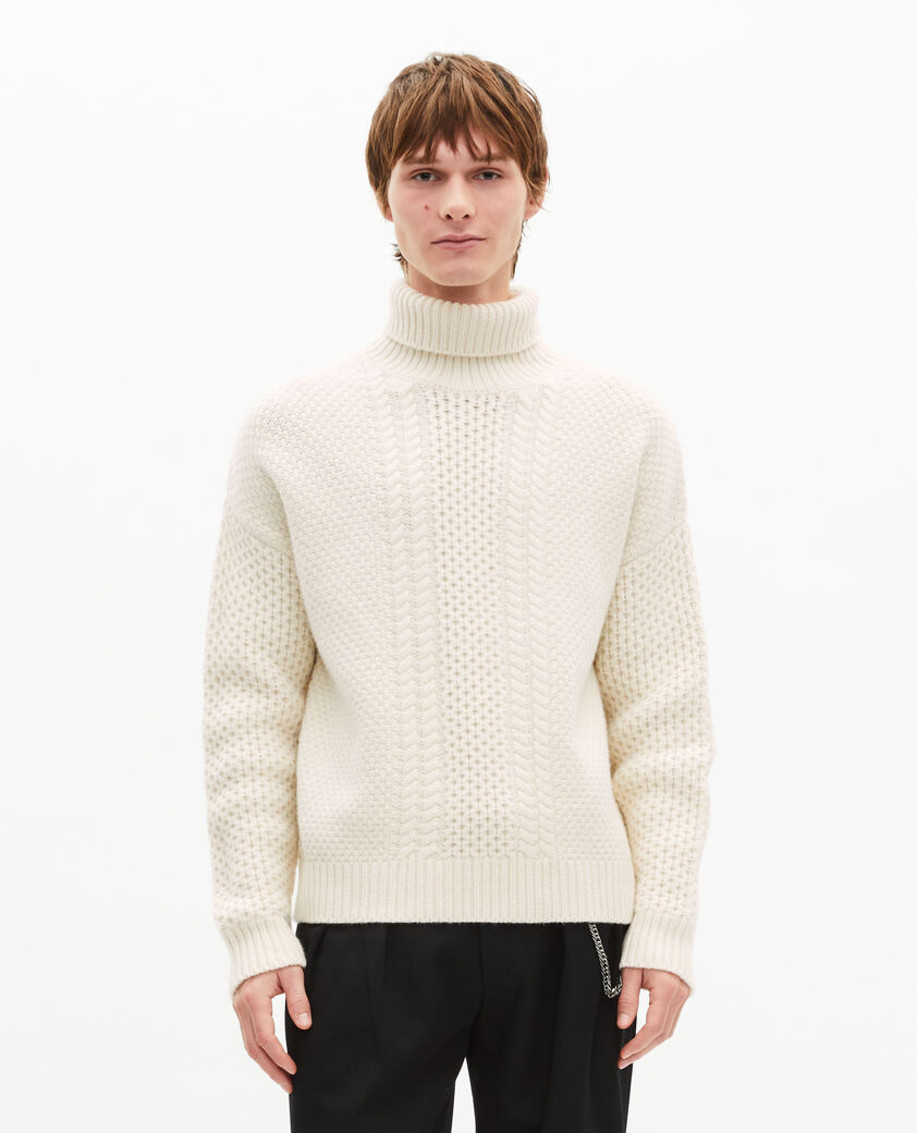 The Kooples HOMME LIGHT BEIGE pull torsad&eacute; en laine beige