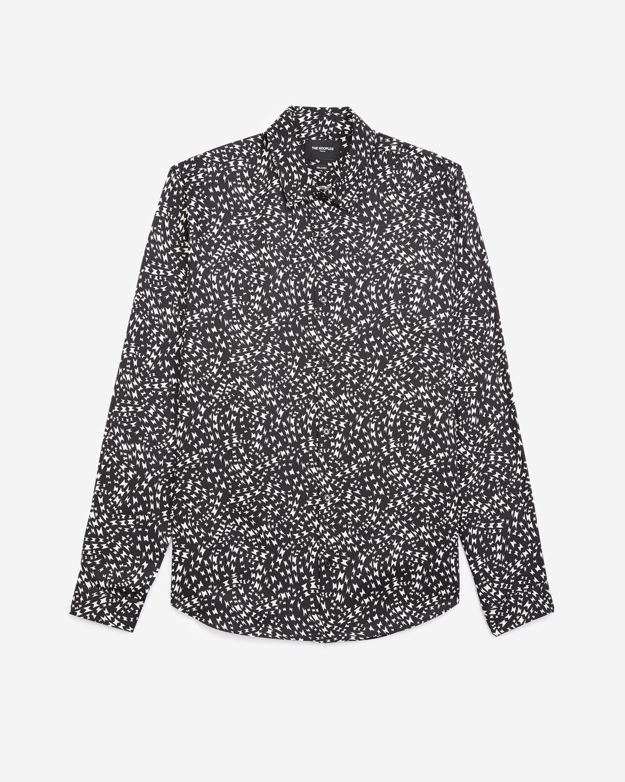 The Kooples HOMME BLACK WHITE chemise noire imprimé tourbillon blanc