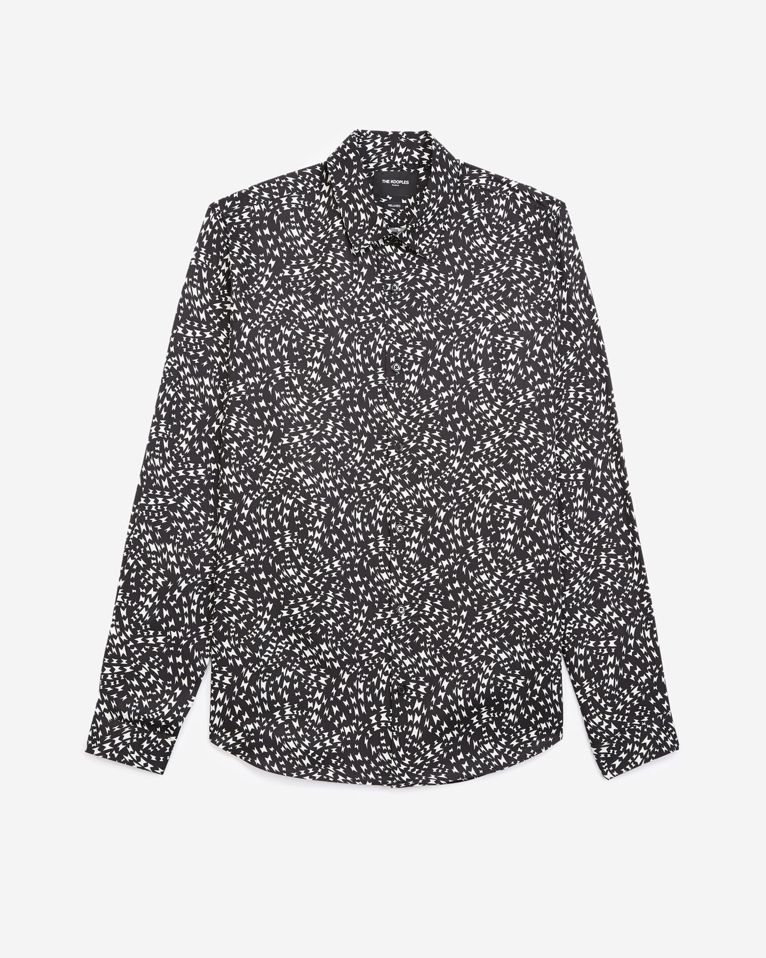 Chemise noire imprimé tourbillon blanc, BLACK WHITE, hi-res image number null