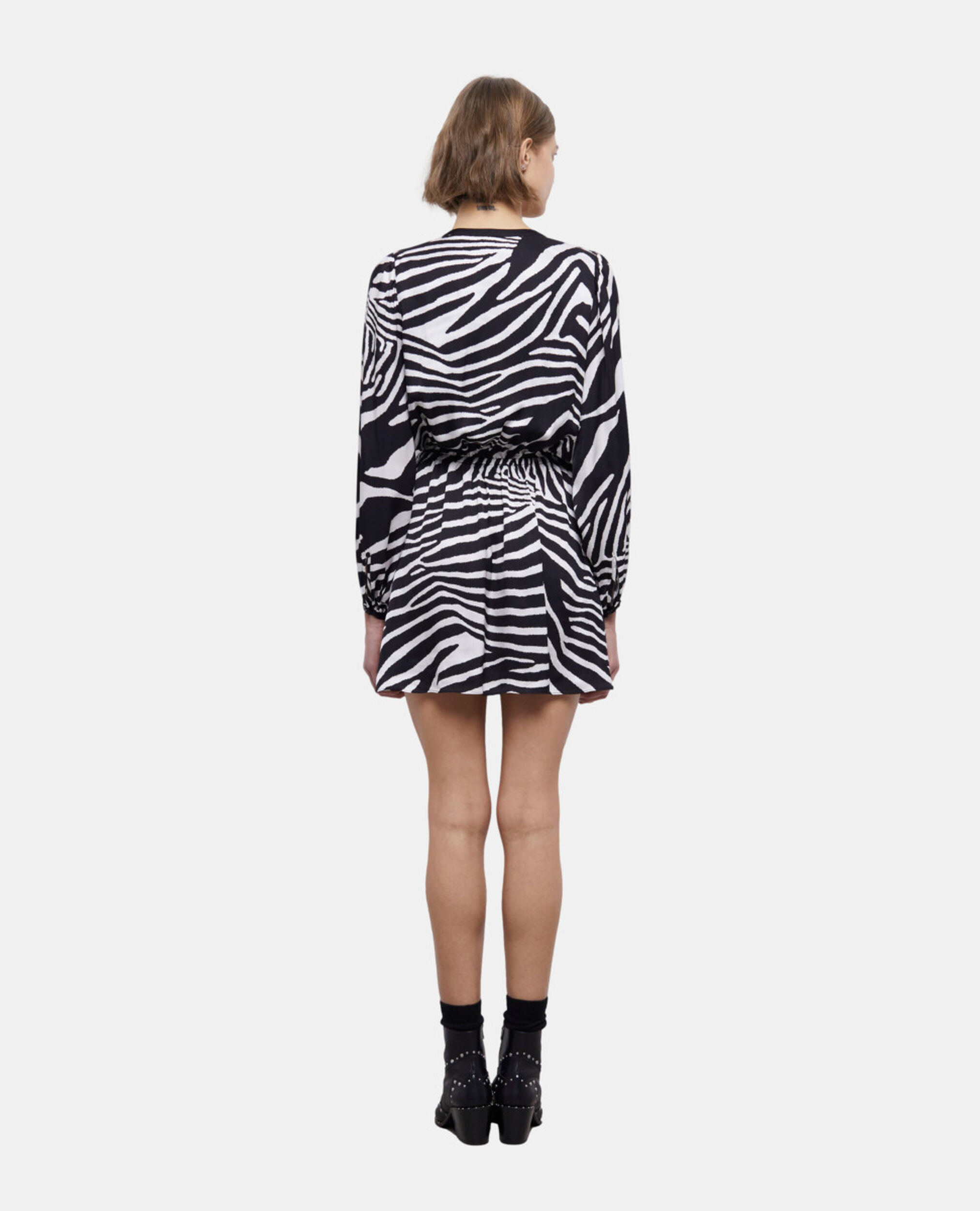 Short printed dress, BLACK WHITE, hi-res image number null