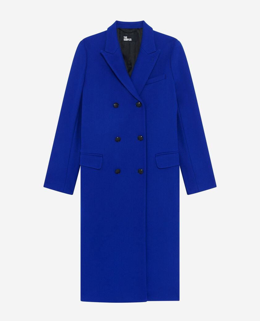 The Kooples F ROYAL BLUE long electric blue wool double-breasted coat