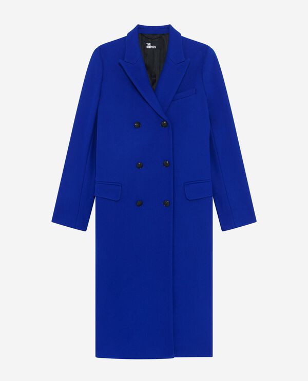 The Kooples WOMEN ROYAL BLUE long electric blue wool double-breasted coat