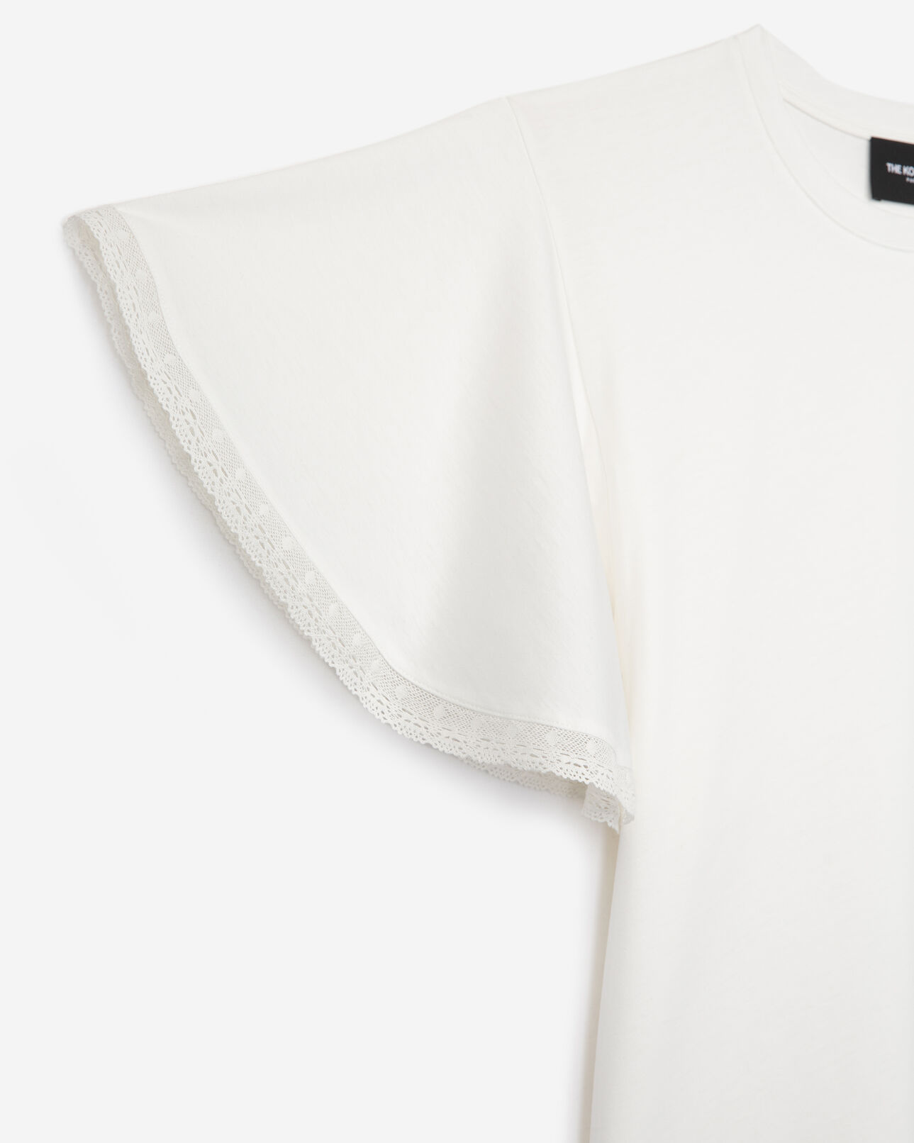 The Kooples FEMME ECRU t-shirt écru coton manches à volants