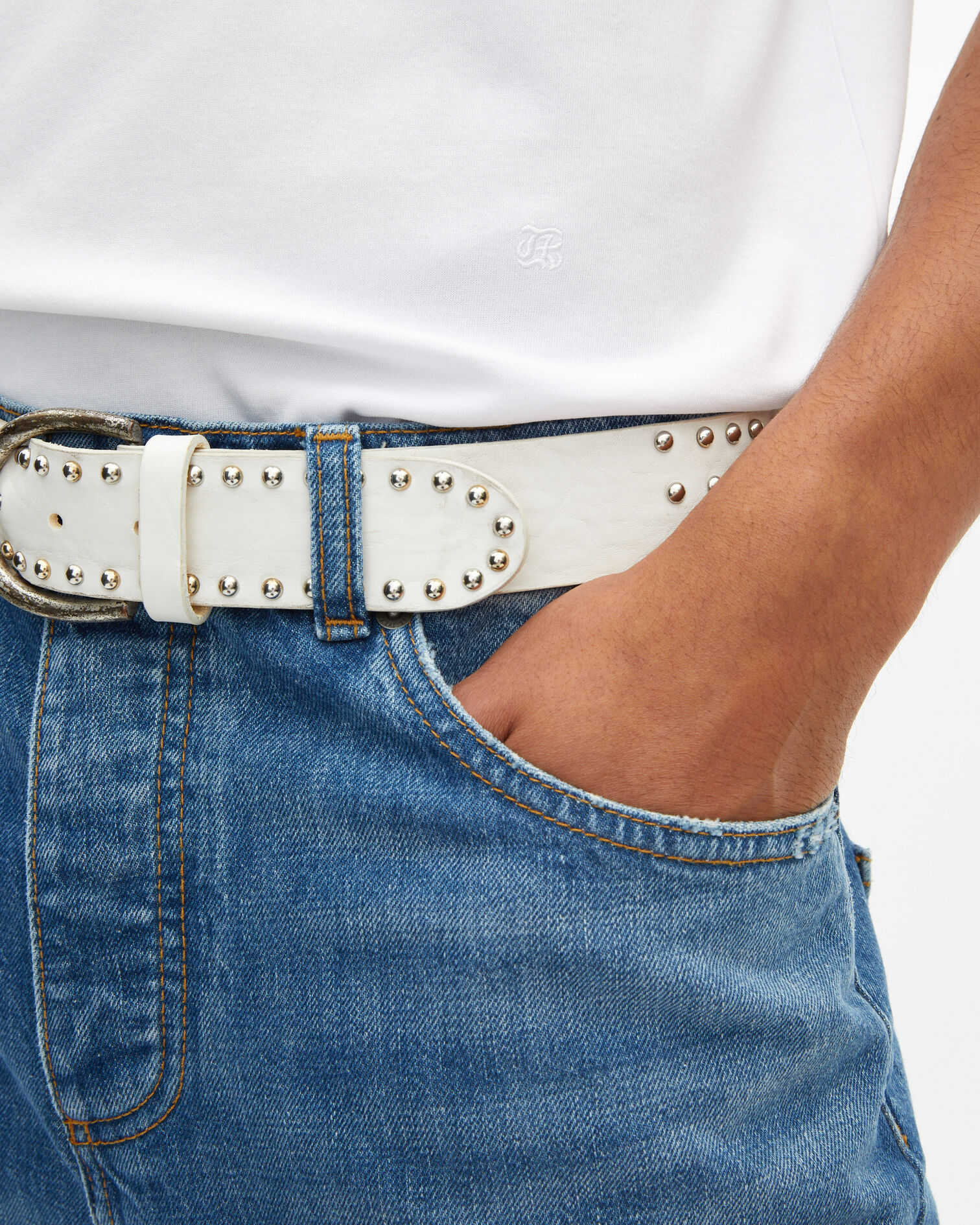 Plain white T-shirt, WHITE, hi-res image number null
