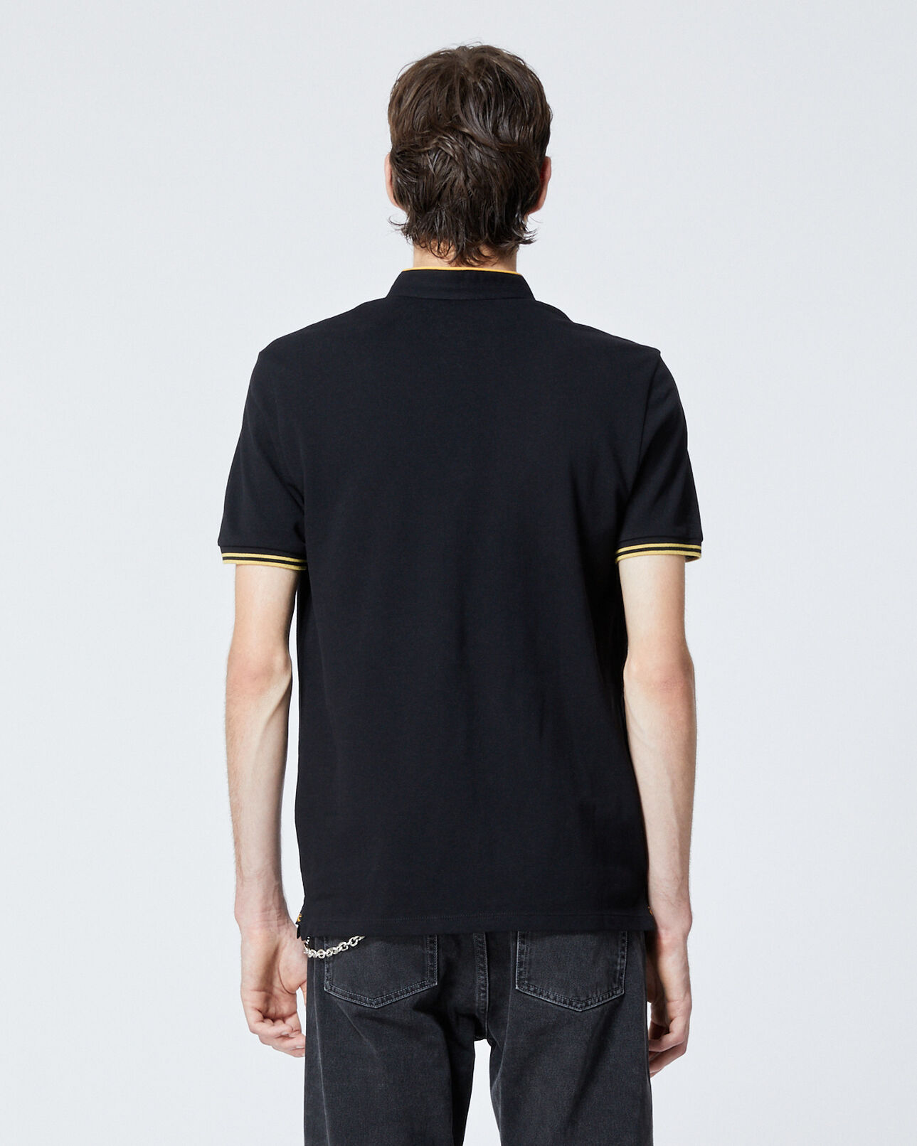 The Kooples HOMBRE BLACK / OLD GOLD camisa polo algodón negra ribete dorado