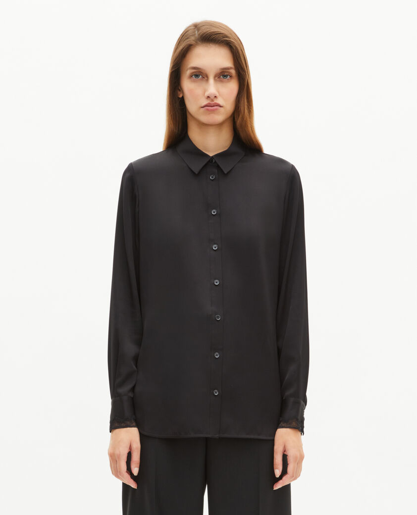 The Kooples WOMEN BLACK black silk shirt