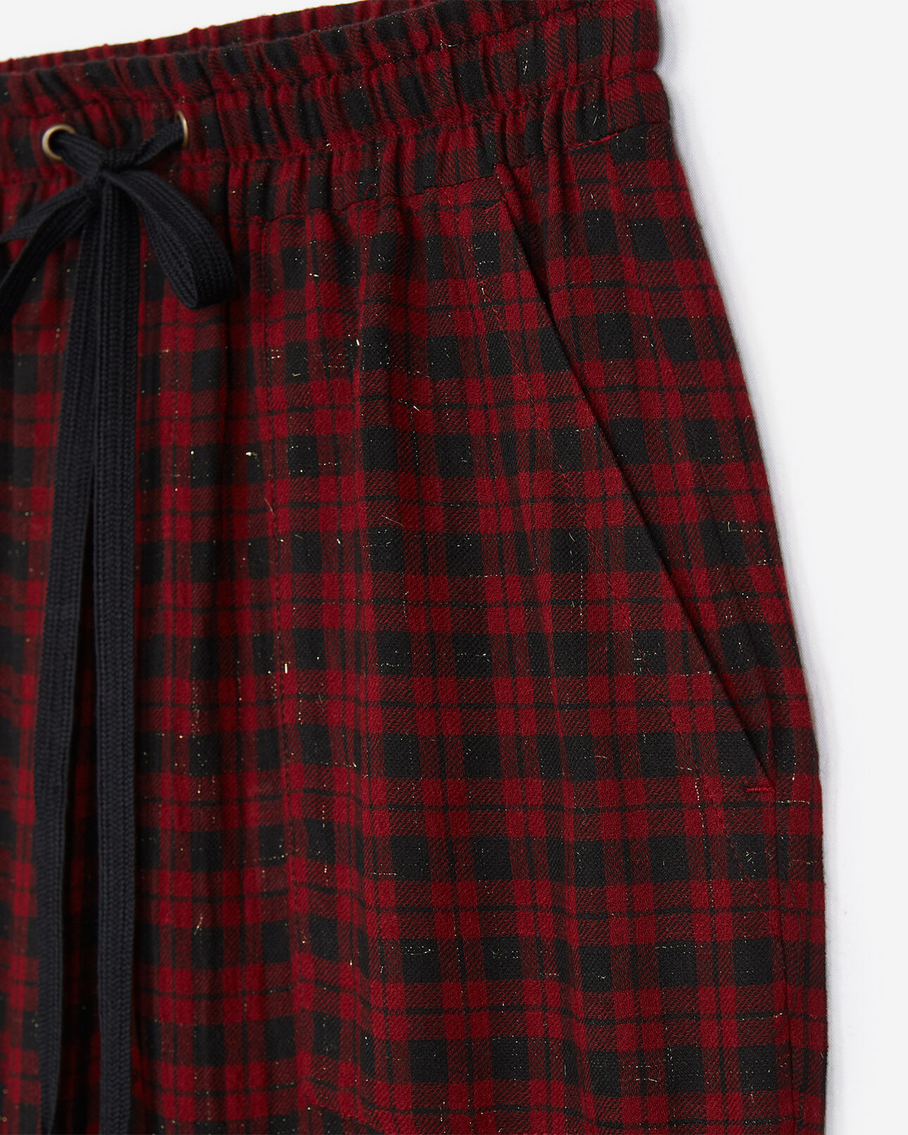 The Kooples FEMME BLACK - BURGUNDY pantalon carreaux noirs et bordeaux