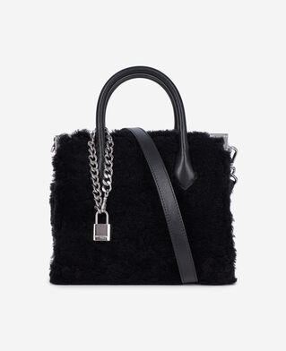 The Kooples WOMEN BLACK black shearling ming bag
